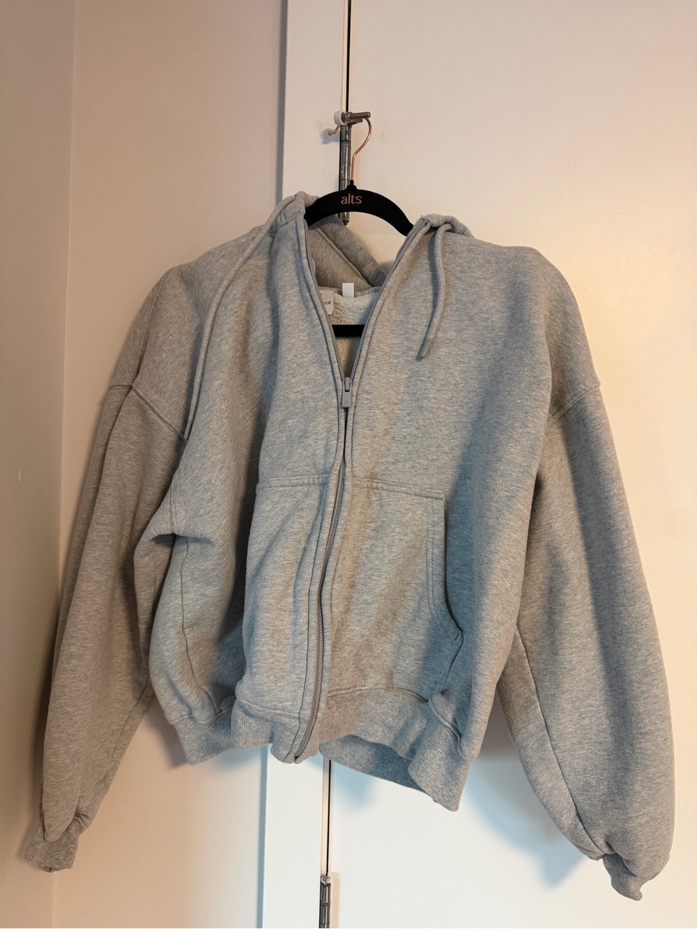 Aritzia Light Gray Sweatfleece Mega Zip Hoodie